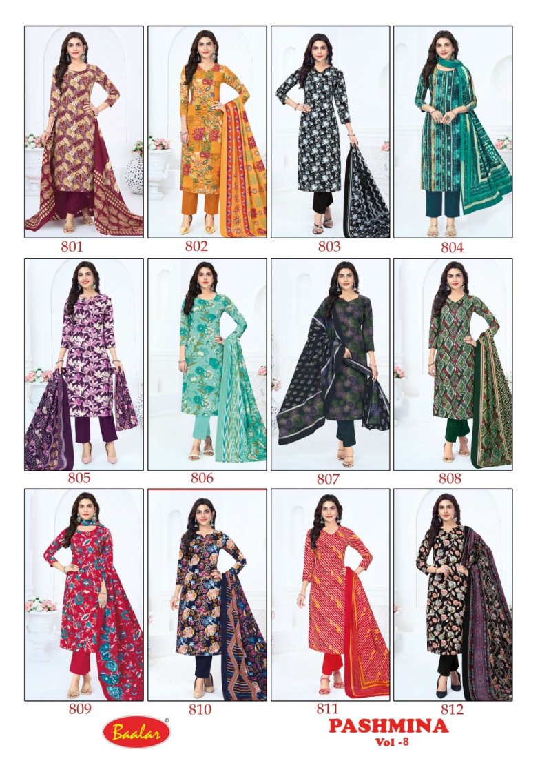 Pashmina Vol 8 By Baalar Cotton Printed Dress Material